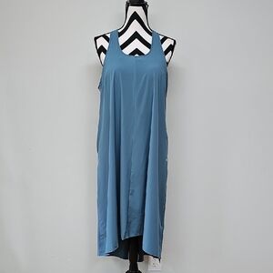 Halara Breezeful Dress Stone Blue Pockets High Low Size Large 12/14 New W Tag